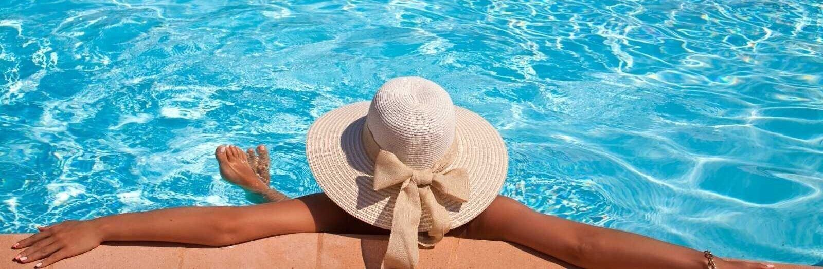 Lady relaxing in pool